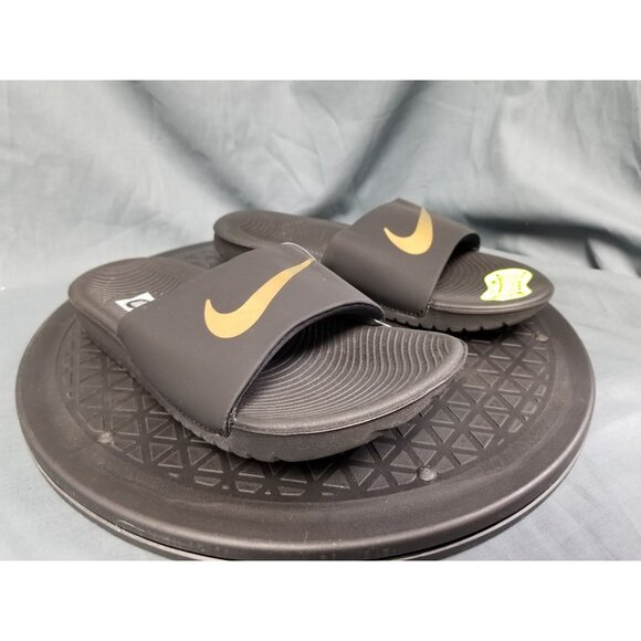 Nike Kids Kawa Slide (GS/PS) Sandals Slides Black Gold Size 2Y NEW WITH TAGS! - Picture 10 of 11